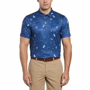 PGA Tour Men's GOLF Blue Patterned Polo Shirt